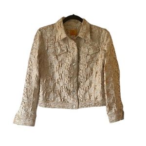 Ruby Rd. Champagne colored textured cropped jacket size 6